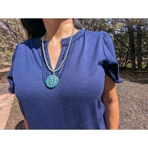 Vintage Zuni Needlepoint Removable Pendant Necklace Native Am Handmade Jewelry**